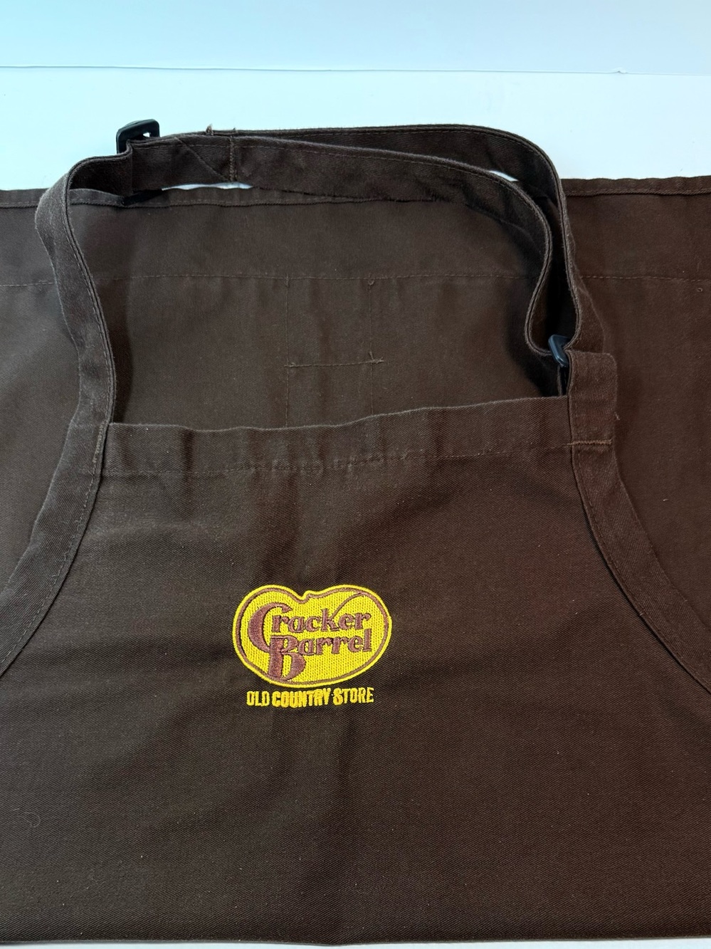 Cracker Barrel Apron One Size Employee Uniform Brown Yellow Embroidered Pockets